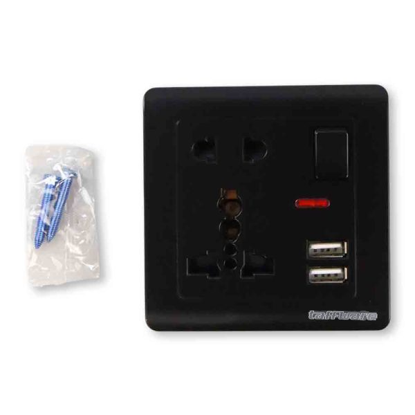 Taffware Stop Kontak Universal UK EU US 5 Hole Socket On Off Switch - DZ-E2-11
