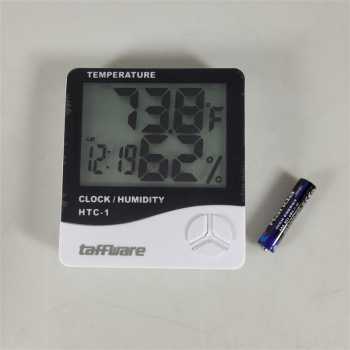 Taffware Termometer Suhu Ruangan Humidity Hygrometer Clock Calendar - HTC-1