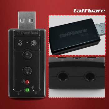 Taffware USB External Sound Card Adapter 7.1 Channel 3.5mm Mic Audio - TC-03