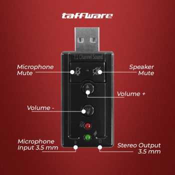 Taffware USB External Sound Card Adapter 7.1 Channel 3.5mm Mic Audio - TC-03