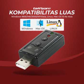 Taffware USB External Sound Card Adapter 7.1 Channel 3.5mm Mic Audio - TC-03