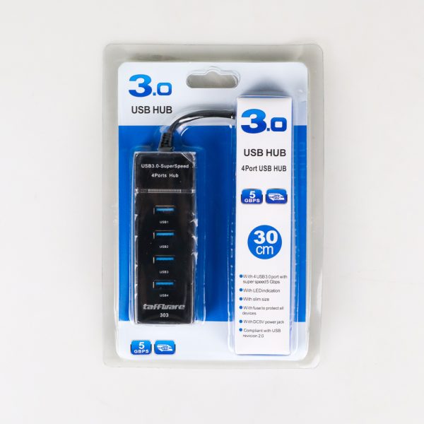 Taffware High Speed 4 Ports USB HUB 3.0 Adapter 5Gbps for Laptop PC/Notebook/Computer - 303