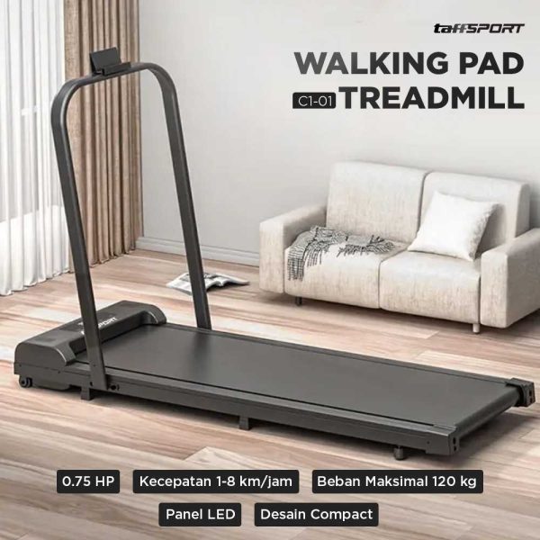 TaffSPORT Walking Pad Treadmill Foldable LED Display with Armrest - C1-01
