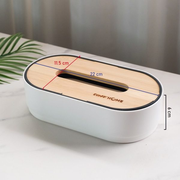 6 TaffHOME Kotak Tisu Kayu Oval Lifting Tissue Box Storage- KE21