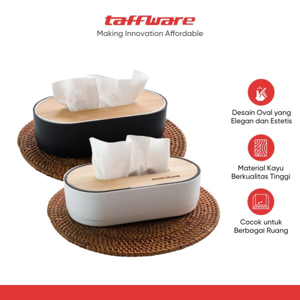 TaffHOME Kotak Tisu Kayu Oval Lifting Tissue Box Storage- KE21