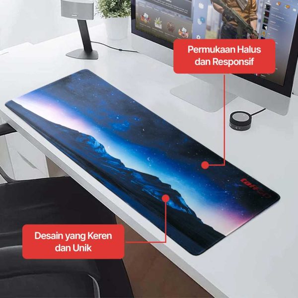 TaffGO Gaming Mouse Pad XL Desk Mat Neon Galaxy 800x300x2mm - RO27