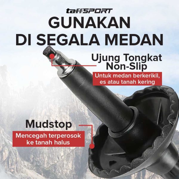 TaffSPORT Tongkat Hiking Trekking Pole Telescopic 4 Section - E4102