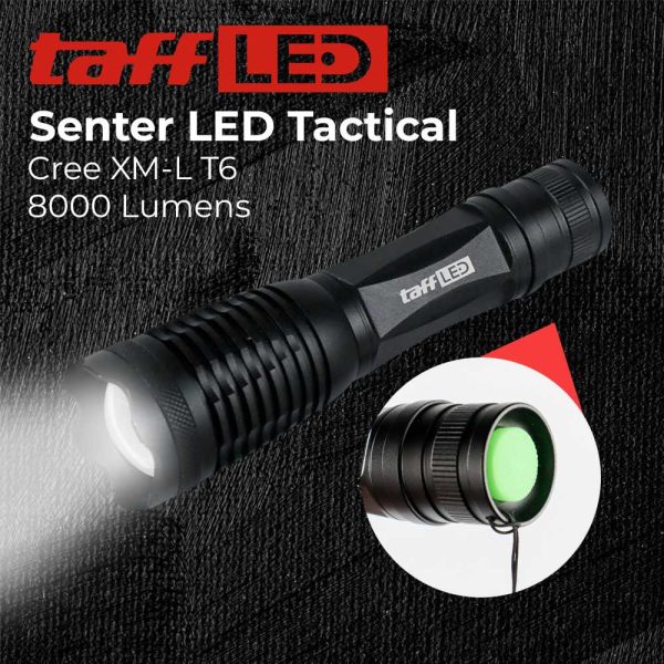 TaffLED Senter LED Tactical Cree XM-L T6 8000 Lumens - F18