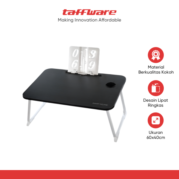 TaffHOME Meja Lipat Laptop Foldable Bed Table with Drawer Cup Holder - BO-67