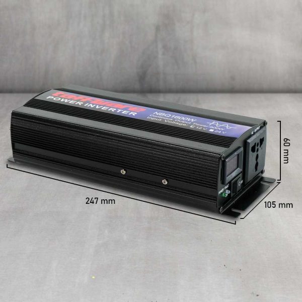 Taffware Power Inverter Mobil Pure Sine Wave DC 12V to AC 220V 1600W - NBQ1600W