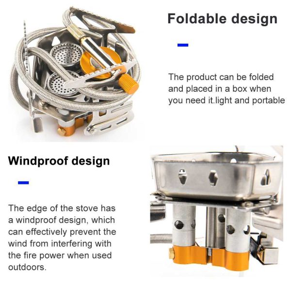 TaffSPORT Kompor Gas Lipat Portabel Camping Stove 3 Burner 16cm - WD68