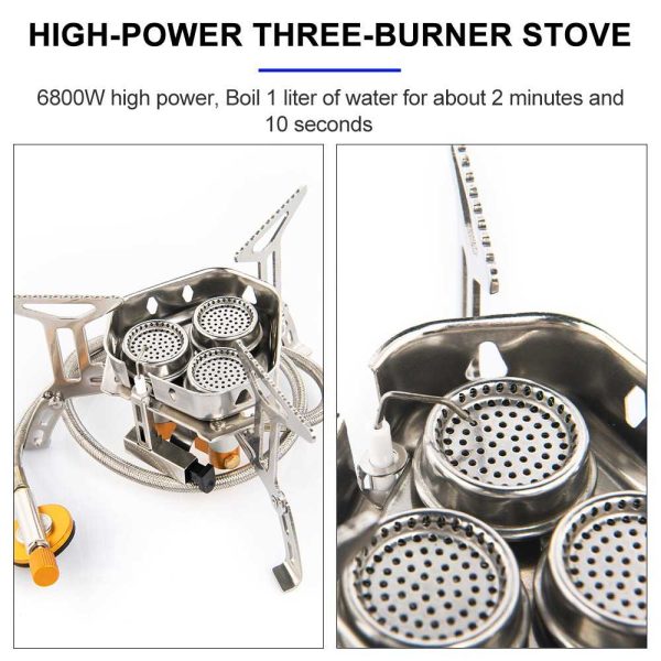TaffSPORT Kompor Gas Lipat Portabel Camping Stove 3 Burner 16cm - WD68
