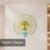 TaffHOME Jam Dinding Bulat Quartz Clock Diamond Peacock 60cm - H19
