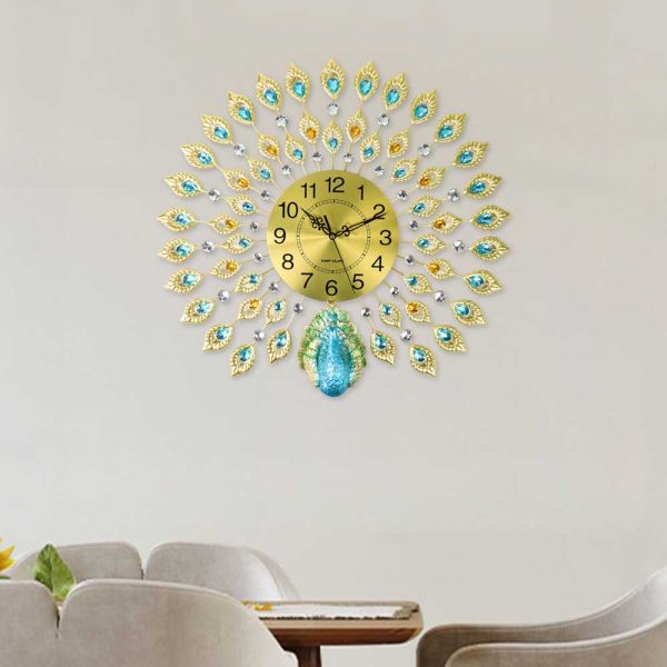 TaffHOME Jam Dinding Bulat Quartz Clock Diamond Peacock 60cm - H19