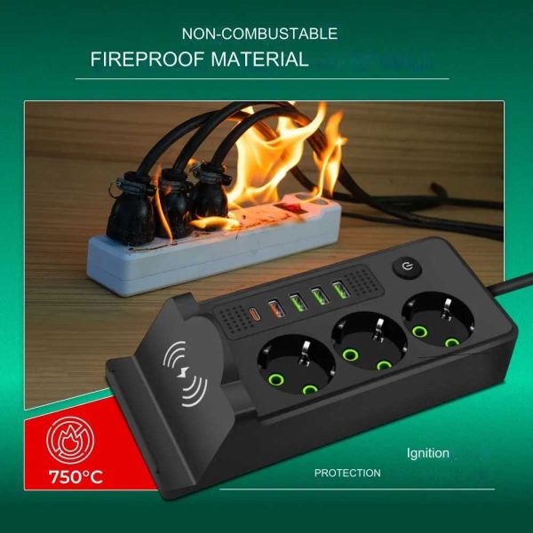 Taffware Stop Kontak USB Type C EU Plug Wireless Charging 2500W - QL-1080U