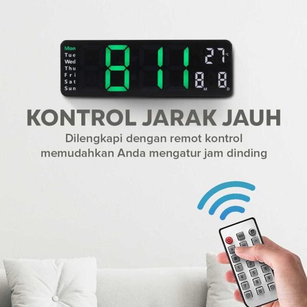 TaffHOME Jam Dinding Digital Minimalis Multifungsi with Remote - 6629