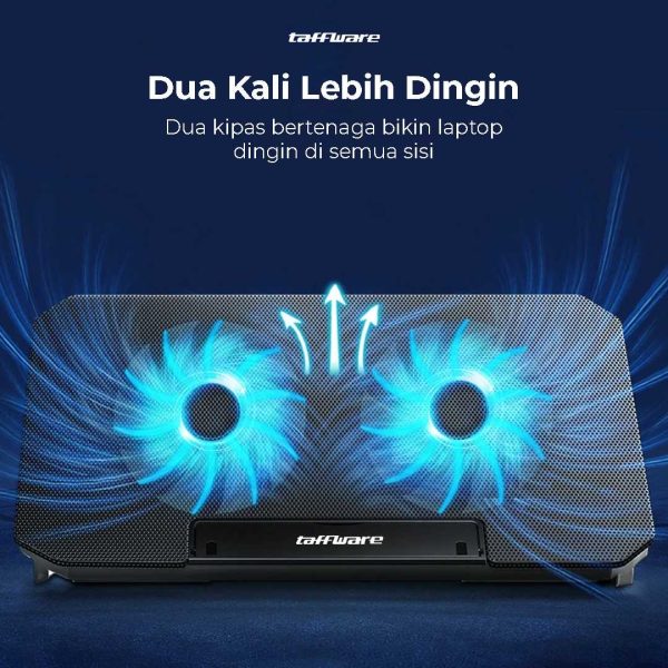 Taffware Cooling Pad Laptop 2 Fan Rapid Speed with USB Port - Q100