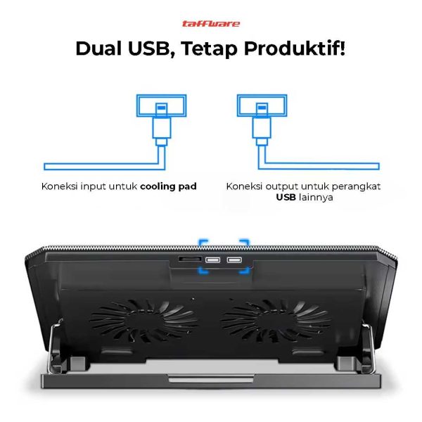 Taffware Cooling Pad Laptop 2 Fan Rapid Speed with USB Port - Q100
