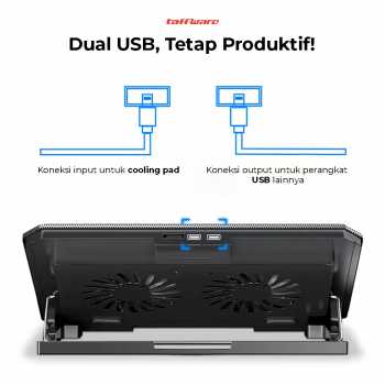 taffware-cooling-pad-laptop-2-fan-adjustable-speed-with-usb-port-q100 (2) Taffware Cooling Pad Laptop Kipas Pendingin 2 Fan with Knob Speed - Q100