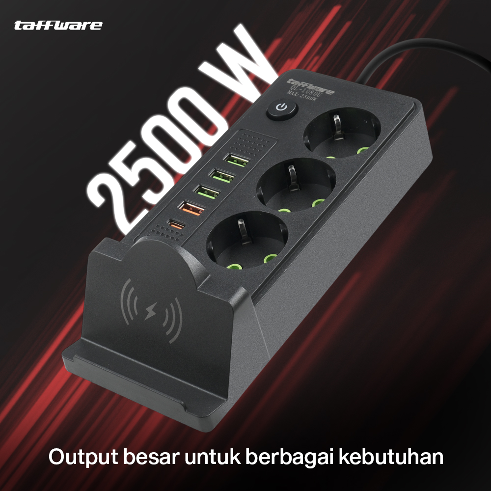 Taffware Stop Kontak USB Type C EU Plug Wireless Charging 2500W - QL-1080U