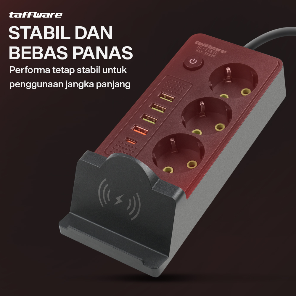 Taffware Stop Kontak USB Type C EU Plug Wireless Charging 2500W - QL-1080U