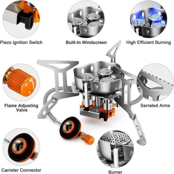 TaffSPORT Kompor Gas Portable Lipat 3 Burner Ultralight Camping Stove - KV36