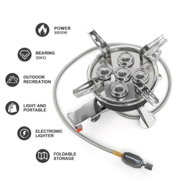 TaffSPORT Kompor Gas Portable Lipat 5 Burner Ultralight Camping Stove - WS542