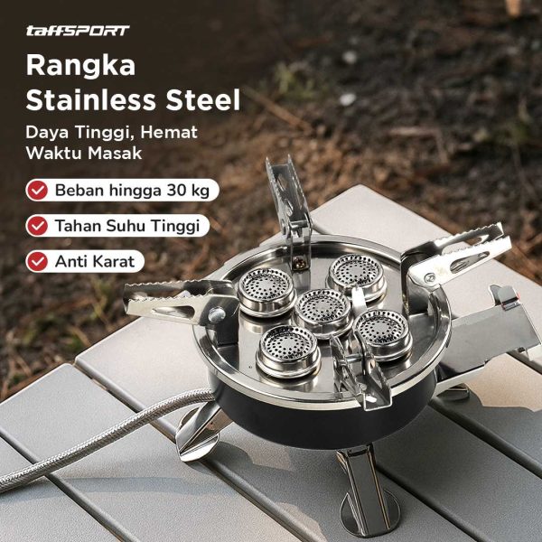 TaffSPORT Kompor Gas Portable Lipat 5 Burner Ultralight Camping Stove - WS542