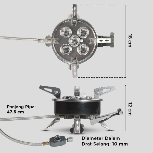 TaffSPORT Kompor Gas Portable Lipat 5 Burner Ultralight Camping Stove - WS542