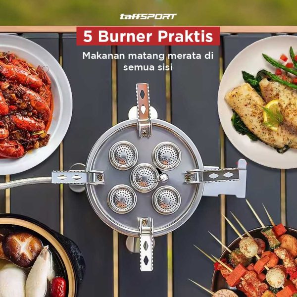 TaffSPORT Kompor Gas Portable Lipat 5 Burner Ultralight Camping Stove - WS542