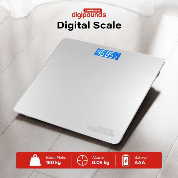 Taffware Digipounds Timbangan Badan Digital Scale Tempered Glass 180kg - CB510