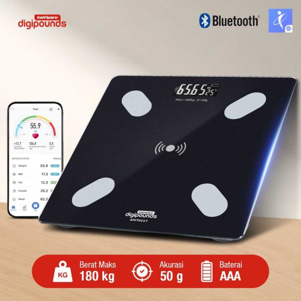 Taffware Digipounds Timbangan Badan Digital Scale BMI Smart App 180kg - ANT0217