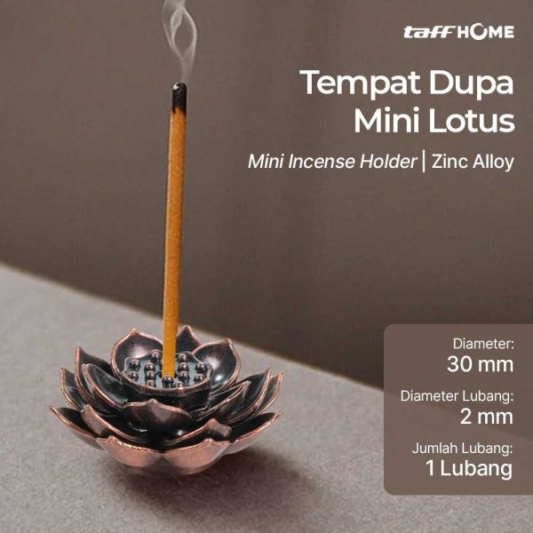 TaffHOME Tempat Dupa Double Lotus Mini Incense Holder Zinc Alloy - YJ-B1