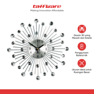 TaffHOME Jam Dinding 3D Quartz Creative Design Luxury Diamond 33cm - T6807