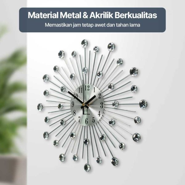 TaffHOME Jam Dinding 3D Quartz Creative Design Luxury Diamond 33cm - T6807