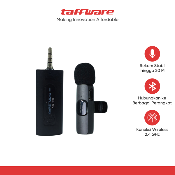 TaffSTUDIO Clip On Mic Wireless Vlogging Singing 3.5mm - K35 Pro