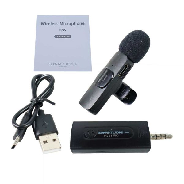TaffSTUDIO Clip On Mic Wireless Vlogging Singing 3.5mm - K35 Pro