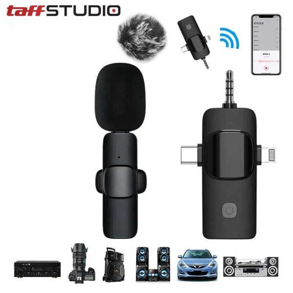 TaffSTUDIO UHF Wireless Lavalier Microphone Vlogger Live 3.5mm 3in1 - K15