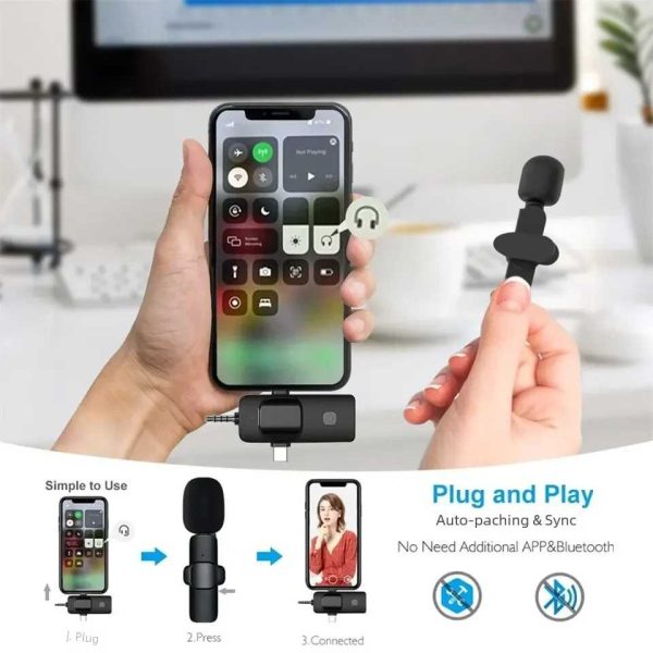 TaffSTUDIO UHF Wireless Lavalier Microphone Vlogger Live 3.5mm 3in1 - K15