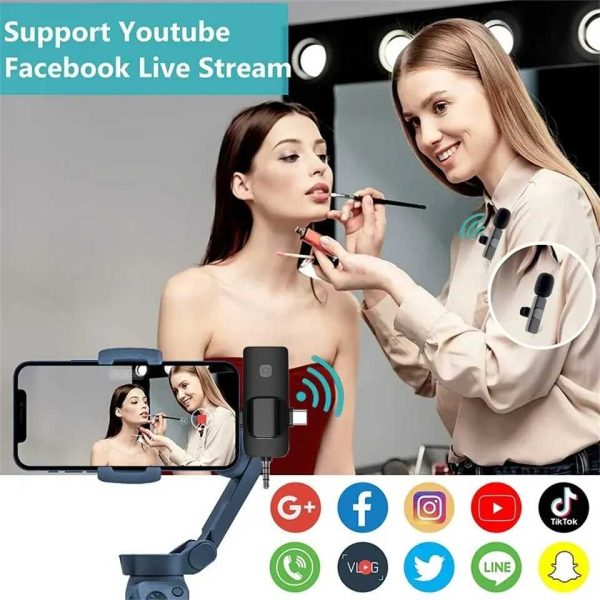 TaffSTUDIO UHF Wireless Lavalier Microphone Vlogger Live 3.5mm 3in1 - K15