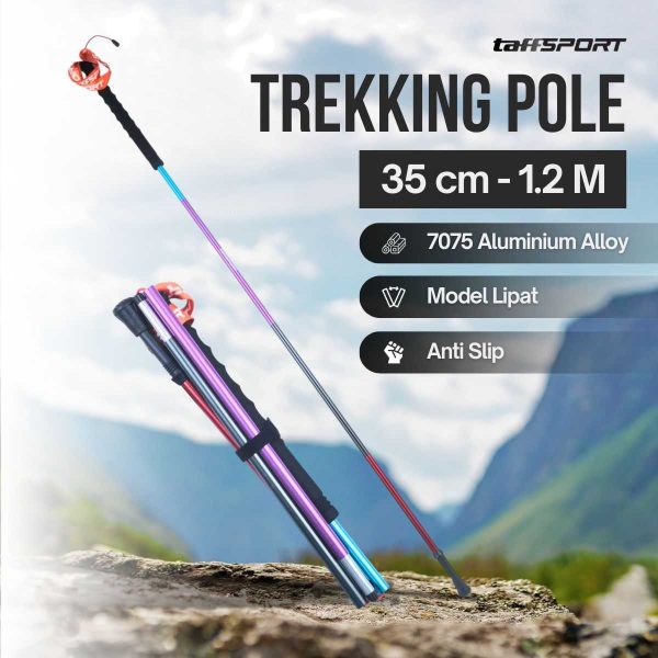 TaffSPORT Tongkat Hiking Lipat Trekking Pole Aluminium Alloy 1.2M - 7075