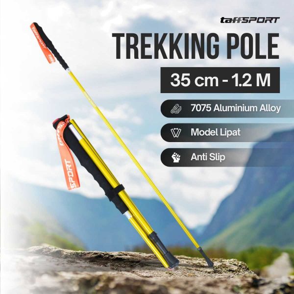 TaffSPORT Tongkat Hiking Lipat Trekking Pole Aluminium Alloy 7075 1.2M - 7075