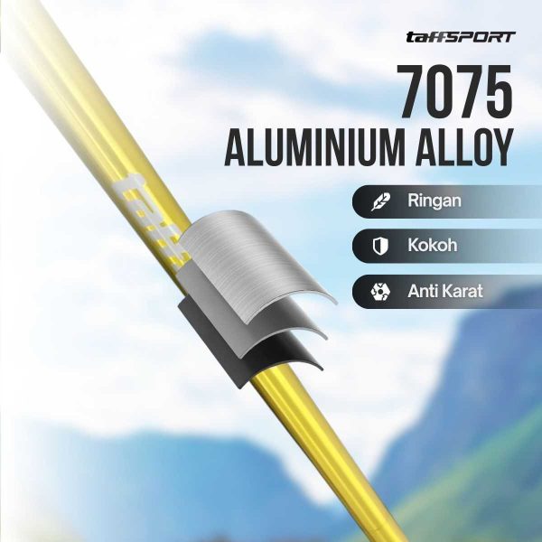 TaffSPORT Tongkat Hiking Lipat Trekking Pole Aluminium Alloy 7075 1.2M - 7075