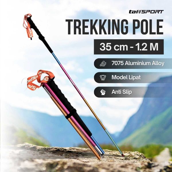 TaffSPORT Tongkat Hiking Lipat Trekking Pole Aluminium Alloy 1.2 - 7075