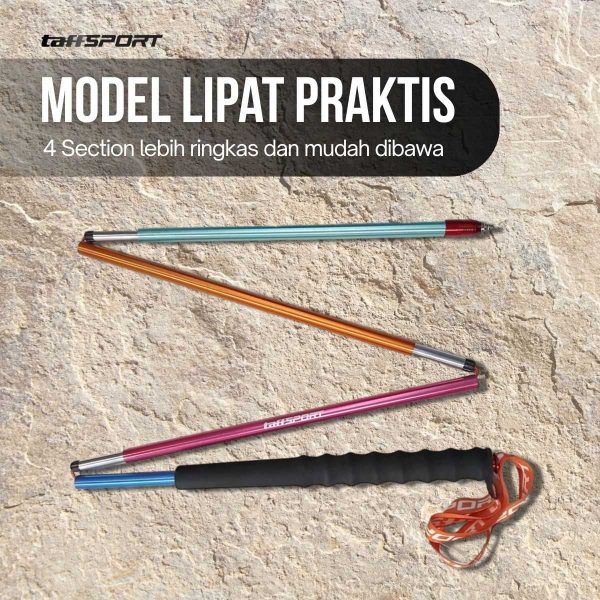 TaffSPORT Tongkat Hiking Lipat Trekking Pole Aluminium Alloy 1.2 - 7075