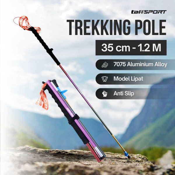 TaffSPORT Tongkat Hiking Lipat Trekking Pole Aluminium Alloy 1.2 M - 7075