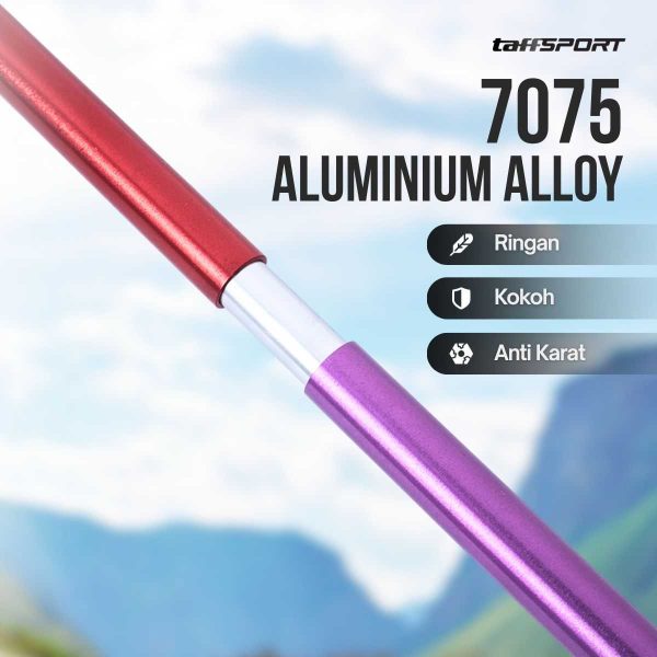TaffSPORT Tongkat Hiking Lipat Trekking Pole Aluminium Alloy 1.2 M - 7075