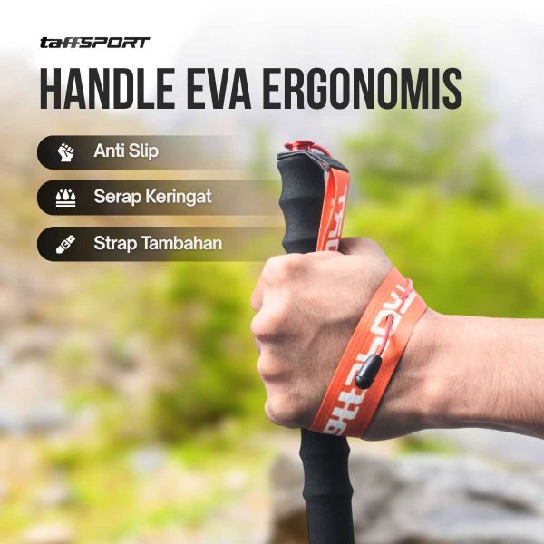 TaffSPORT Tongkat Hiking Lipat Trekking Pole Aluminium Alloy 1.2 M - 7075