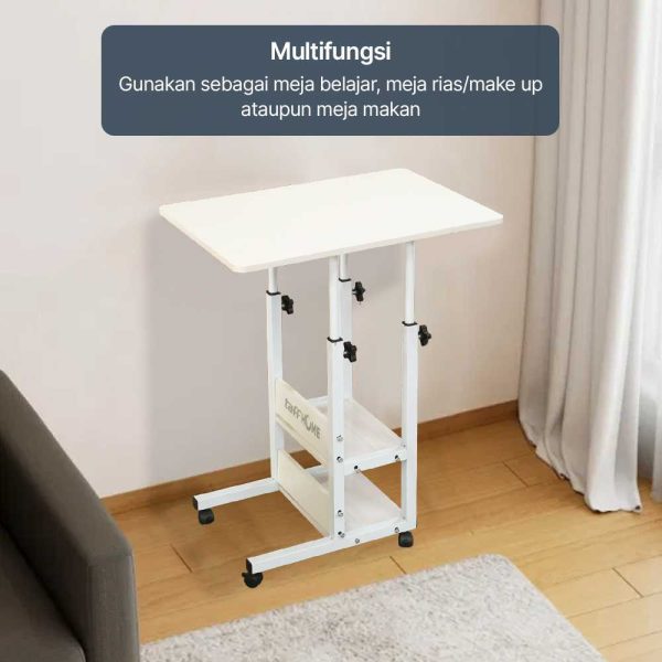 TaffHOME Meja Rak Laptop Adjustable Portable Desk with 2 Racks - ND03 - White