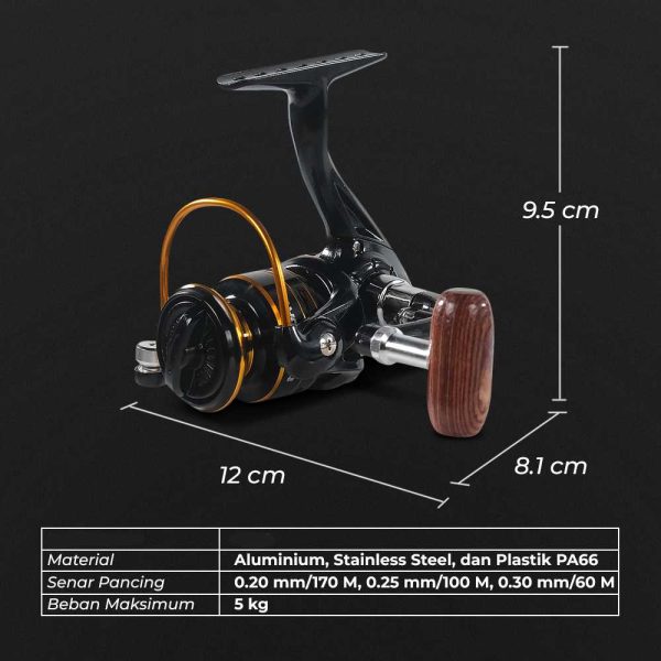 TaffSPORT Reel Pancing Spinning Fishing Reel Gear Ratio 5.2:1 - SU800